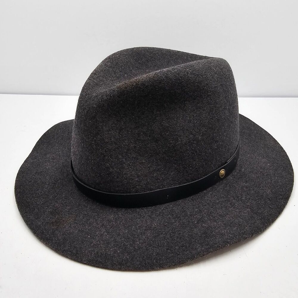 Rag & Bone New York Wool Felt Fedora Hat Womens Medium Dark Charcoal Gray